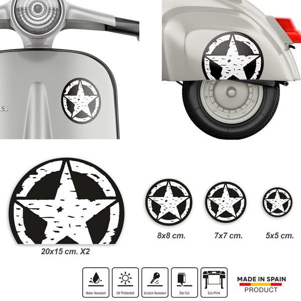 Aufkleber: Vespa Milit&auml;rstern Aufkleber-Set