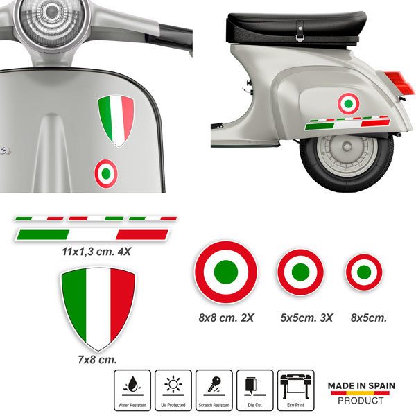Aufkleber: Vespa Italien Flaggen