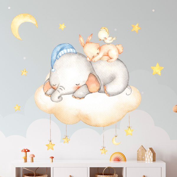Kinderzimmer Wandtattoo: Kit Tiere die in der Wolke schlafen