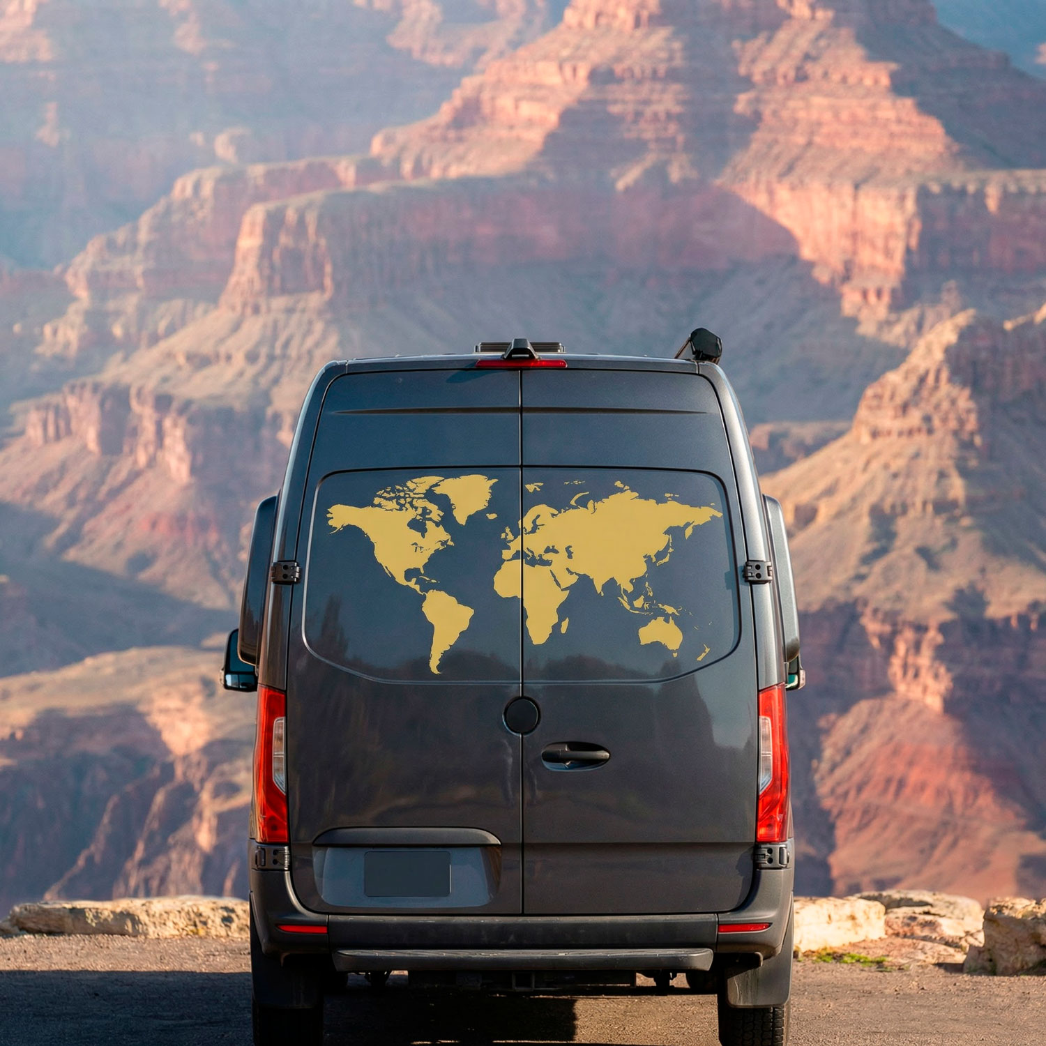 Wohnmobil aufkleber: Silhouette Karte Mundi Niedrig