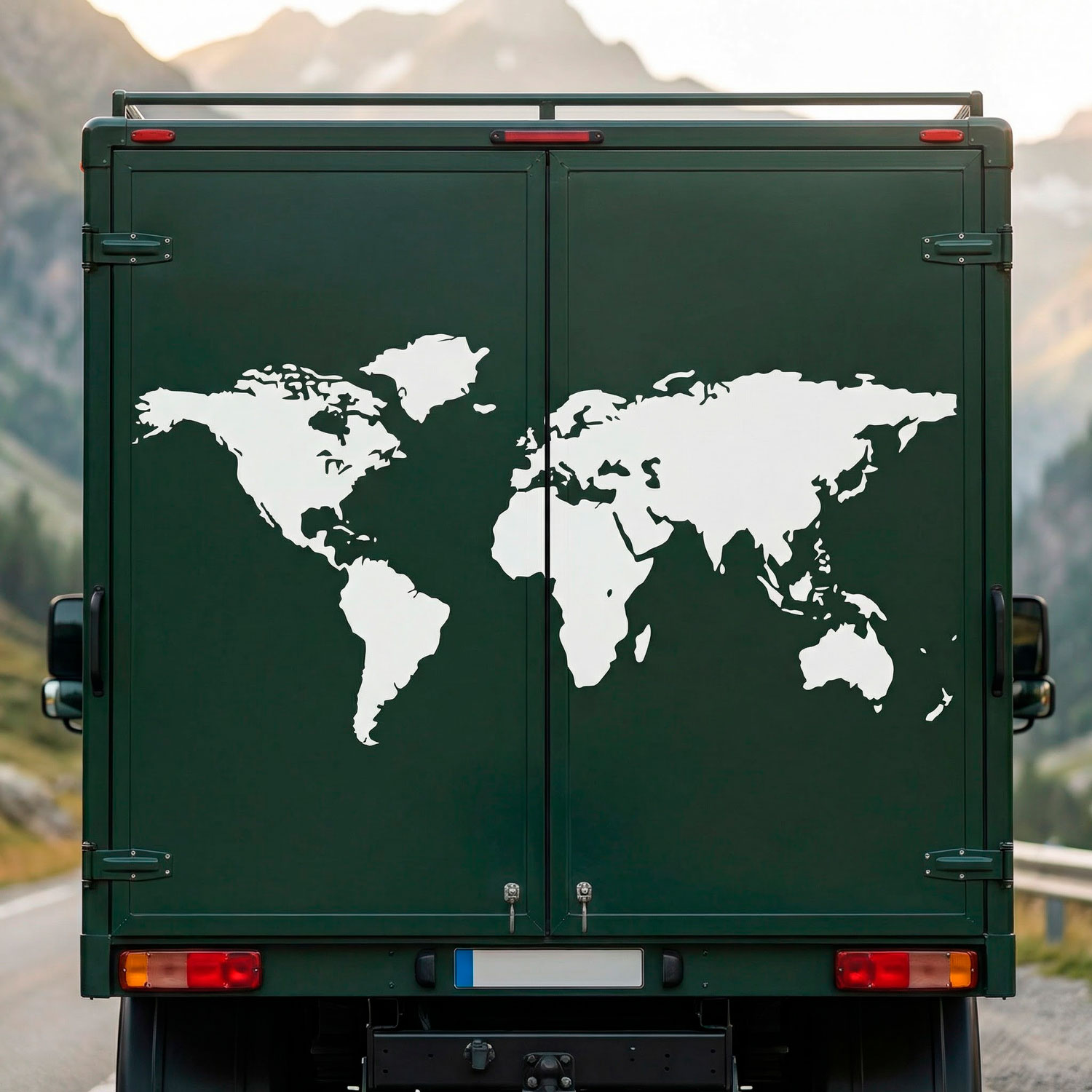 Wohnmobil aufkleber: Silhouette Karte Mundi Niedrig