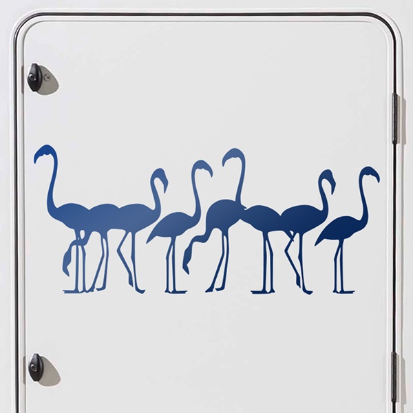 Aufkleber: Herde von Flamingos