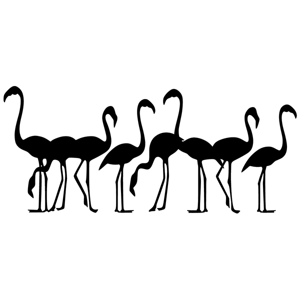 Aufkleber: Herde von Flamingos