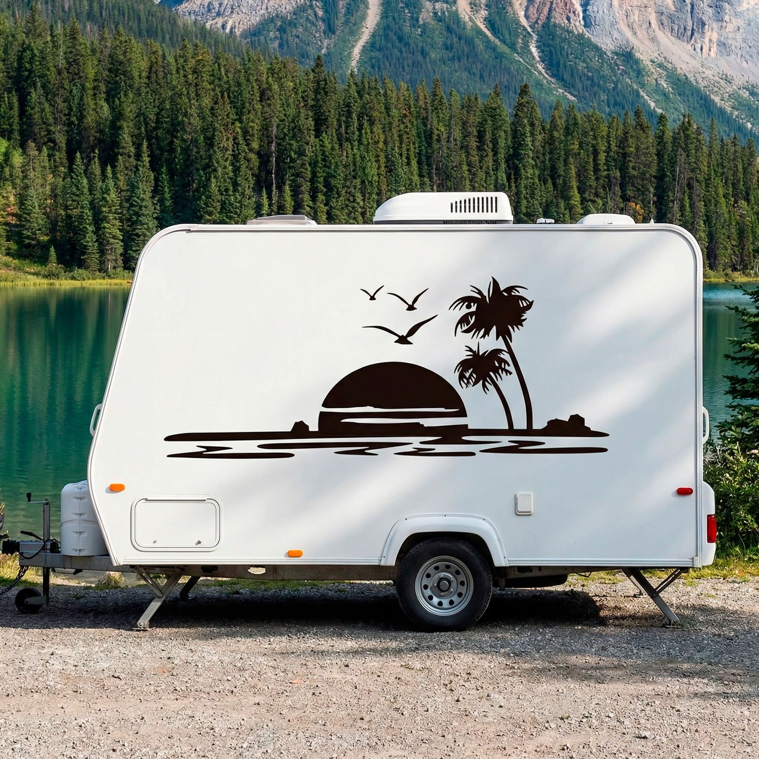 Wohnmobil aufkleber: Paradiesischer Strand