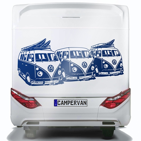 Aufkleber: Trio von Surferwagen