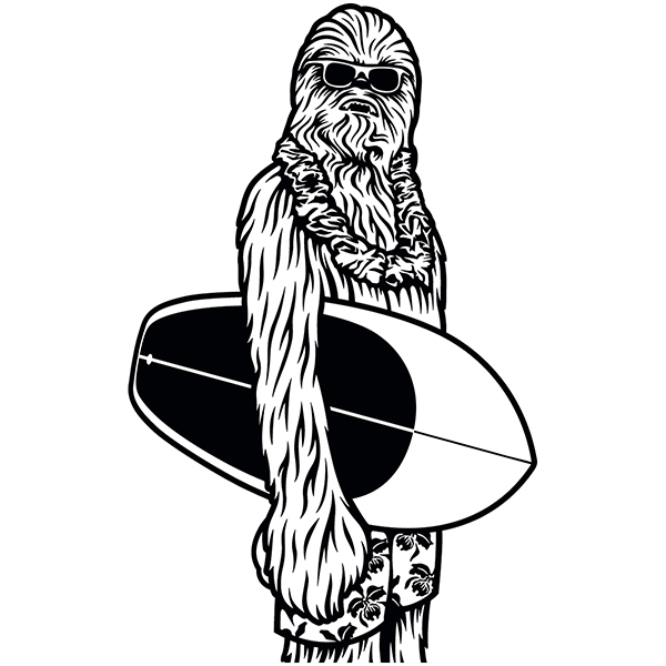 Aufkleber: Chewbacca-Surfer