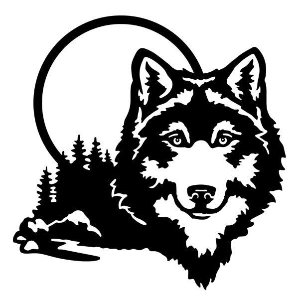 Aufkleber: Wolf im Wald
