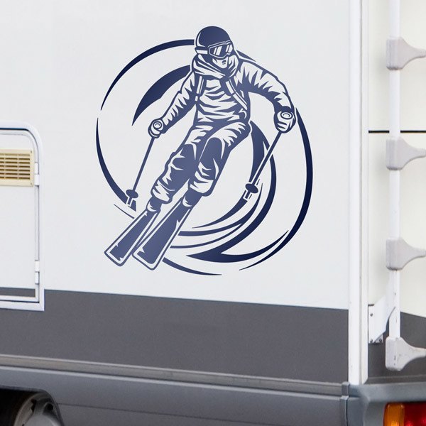 Aufkleber: Abstieg des Skifahrers