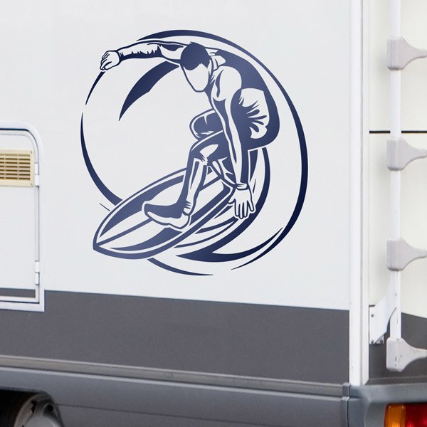Wohnmobil aufkleber: Surfen auf einer großen Welle