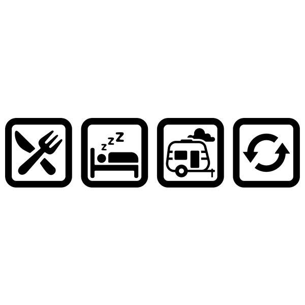 Wohnmobil aufkleber: Routine-Symbole für Wohnwagen