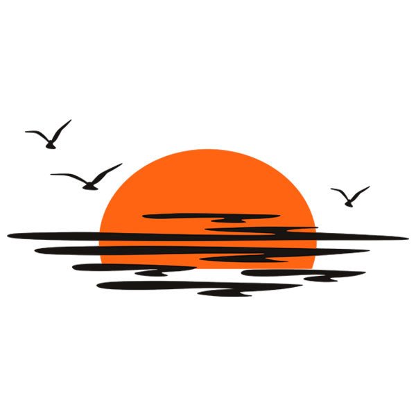 Wohnmobil aufkleber: Sonnenuntergang zwischen Wolken und Vögeln