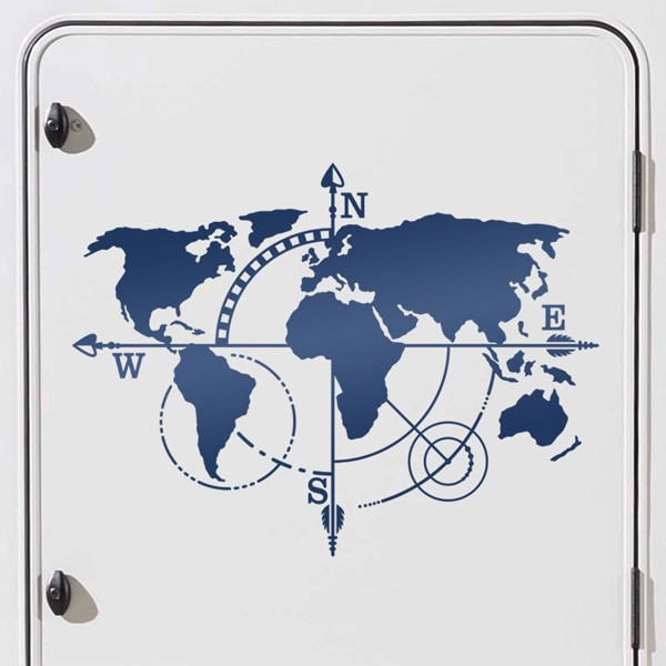 Wohnmobil aufkleber: Kompass Weltkarte