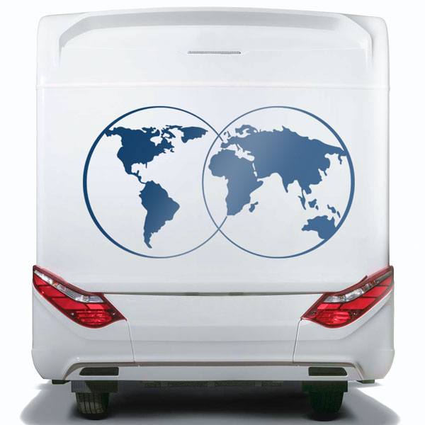 Wohnmobil aufkleber: Kreisförmige Weltkarte