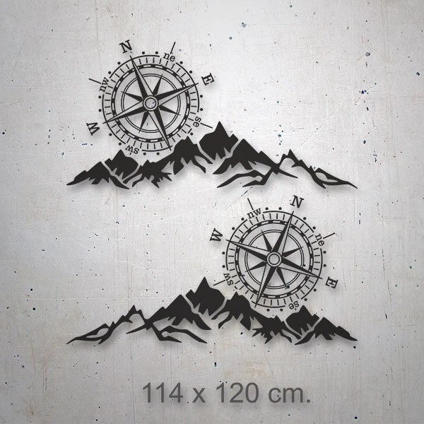 Rocky Mountain Camper Aufkleber mit Kompass und Kiefern 2 Adler  Camper  Originale, Landschaften und Landkarten, Windrosen, Aufkleber für Vans,  Wohnmobile und Wohnwägen.