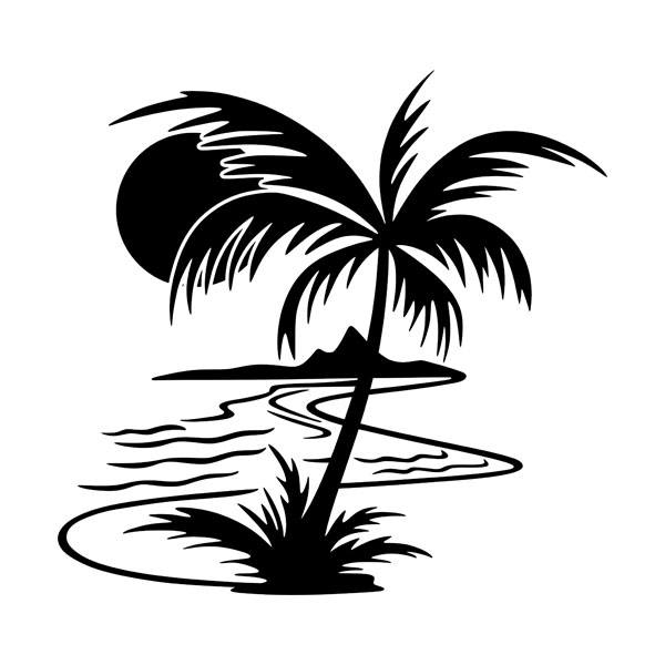 Aufkleber: Palme am Strand