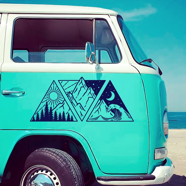 Wohnmobil aufkleber: Tag, Nacht, Berg und Strand