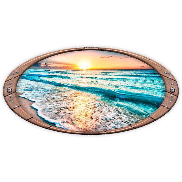 Aufkleber: Elliptischer Rahmen Strand bei Sonnenuntergang