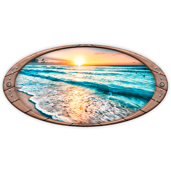 Aufkleber: Elliptischer Rahmen Strand bei Sonnenuntergang 0