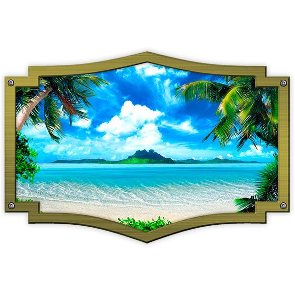 Aufkleber: Zierrahmen Hawaiianischer Strand