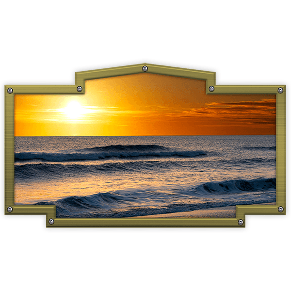 Aufkleber: Vintage-Rahmen Sonnenaufgang am Strand