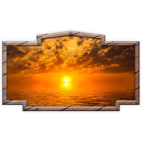 Aufkleber: Vintage-Rahmen Sonnenuntergang auf See