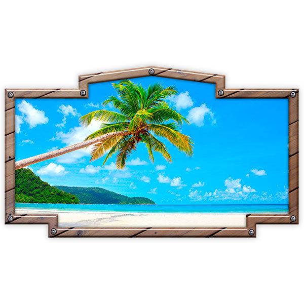 Aufkleber: Vintage-Rahmen Hawaiianische Palme