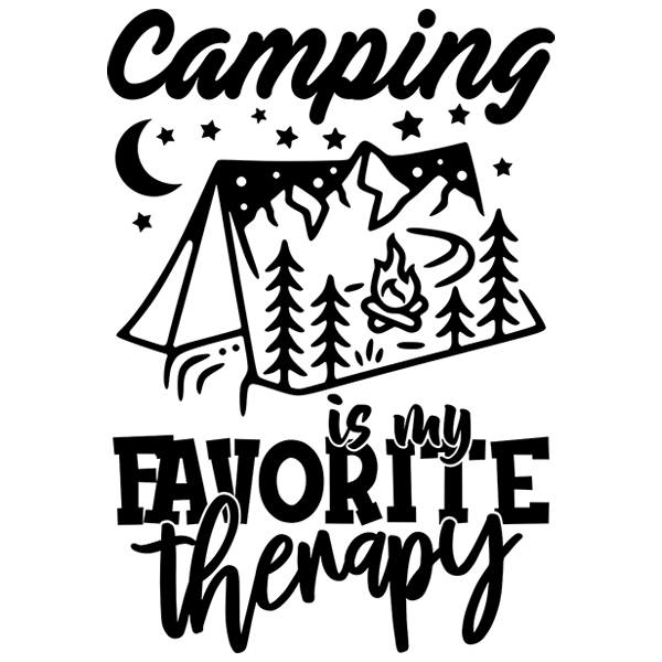 Aufkleber: Camping is my favorite therapy