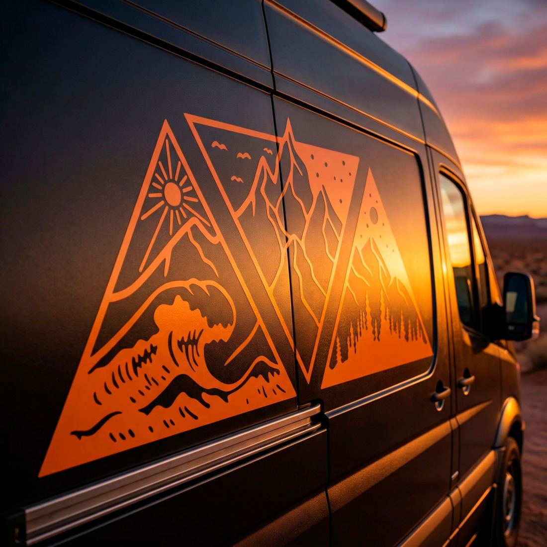 Wohnmobil mit individuellen Aufklebern dekoriert