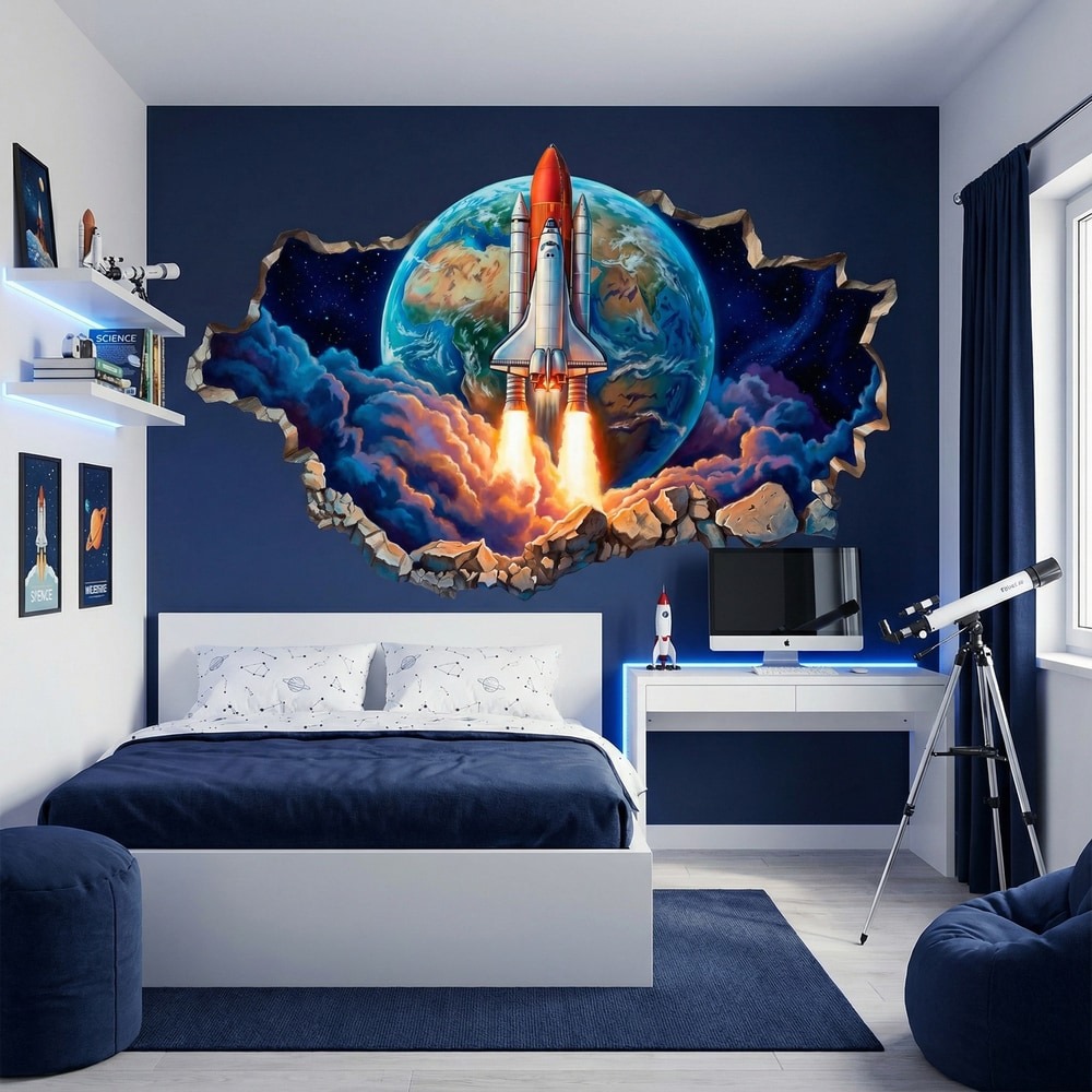 Kinderzimmer-Wandtattoo mit Weltraummotiv